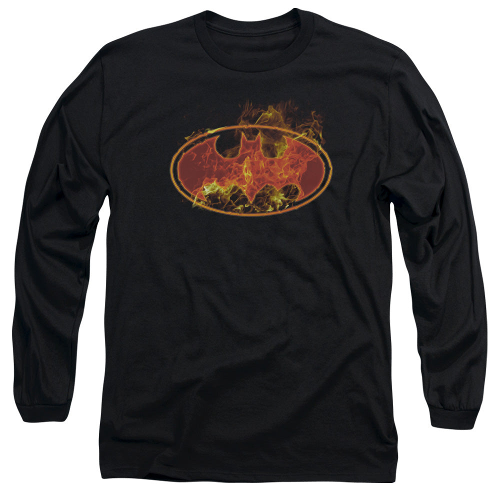 BATMAN/FLAMES LOGO - L/S ADULT 18/1 - BLACK