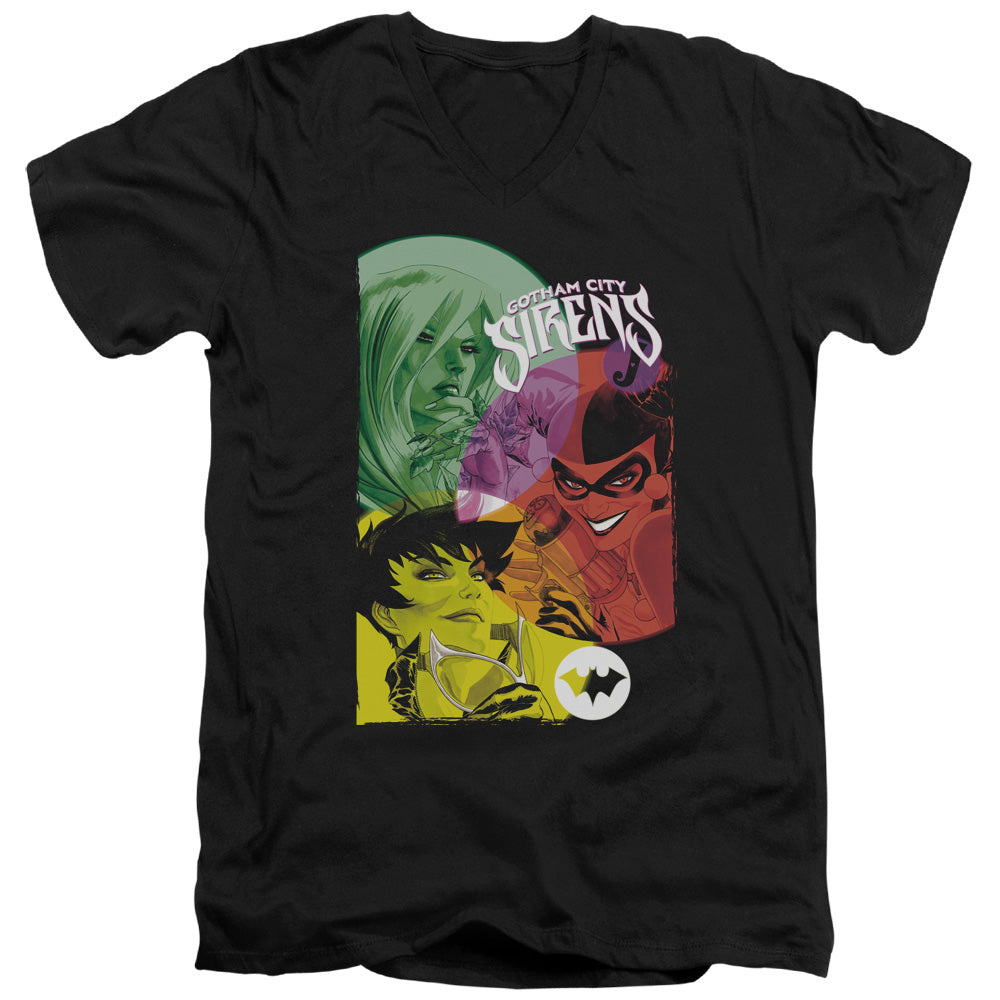 BATMAN/GOTHAM SIRENS - S/S ADULT V-NECK 30/1 - BLACK