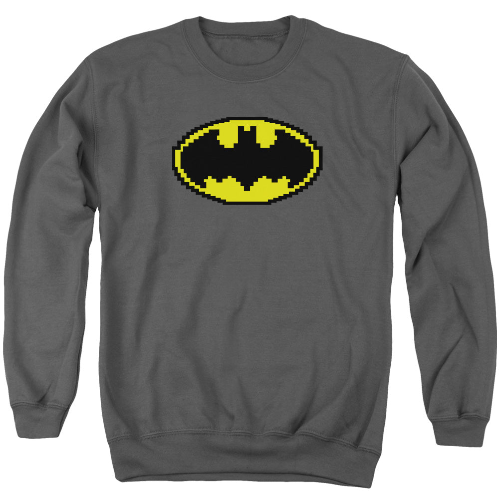 BATMAN/PIXEL SYMBOL - ADULT CREWNECK SWEATSHIRT - CHARCOAL