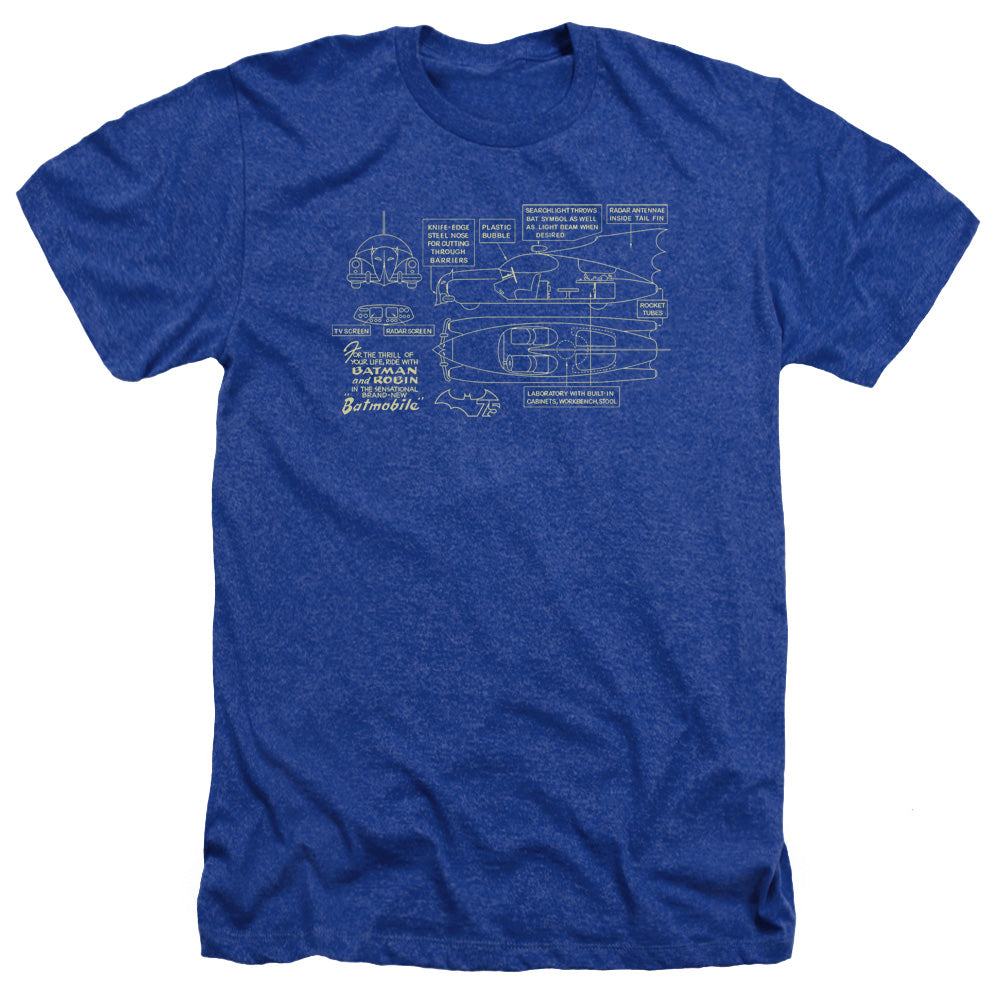 BATMAN/BATMOBILE - ADULT HEATHER - ROYAL BLUE