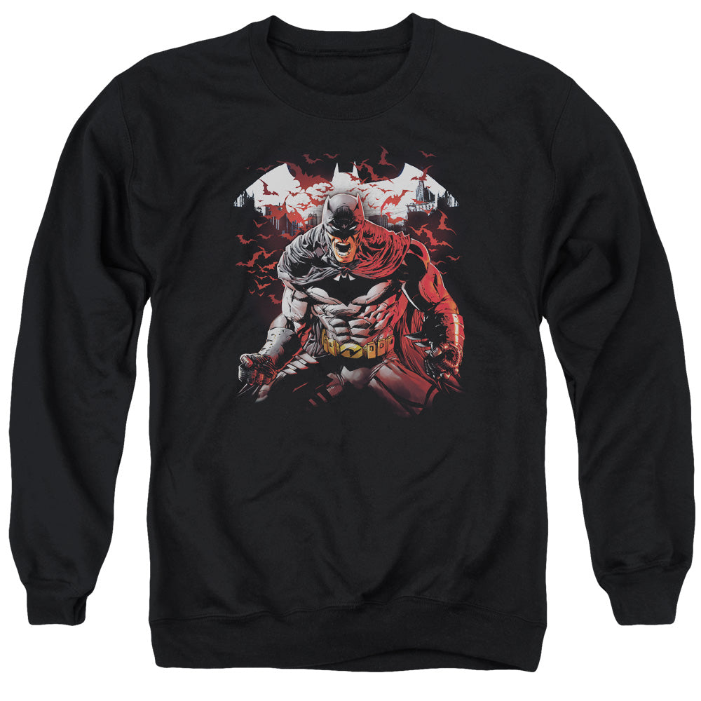 BATMAN/RAGING BAT - ADULT CREWNECK SWEATSHIRT - BLACK