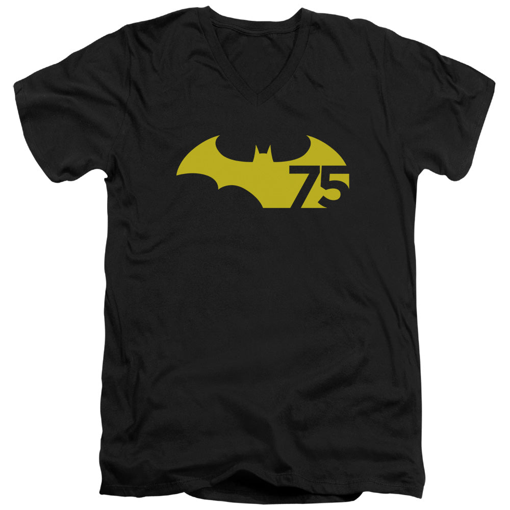 BATMAN/75 LOGO 2 - S/S ADULT V-NECK 30/1 - BLACK
