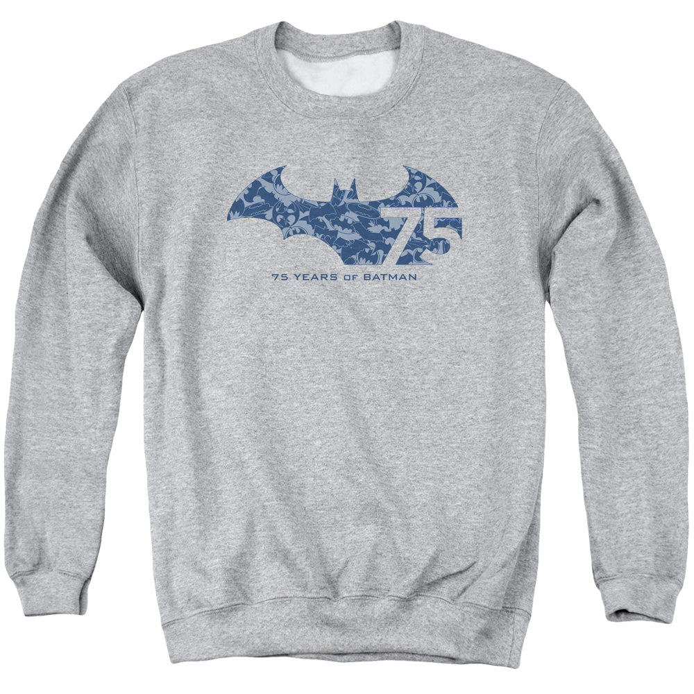 BATMAN/75 YEAR COLLAGE - ADULT CREWNECK SWEATSHIRT - ATHLETIC HEATHER