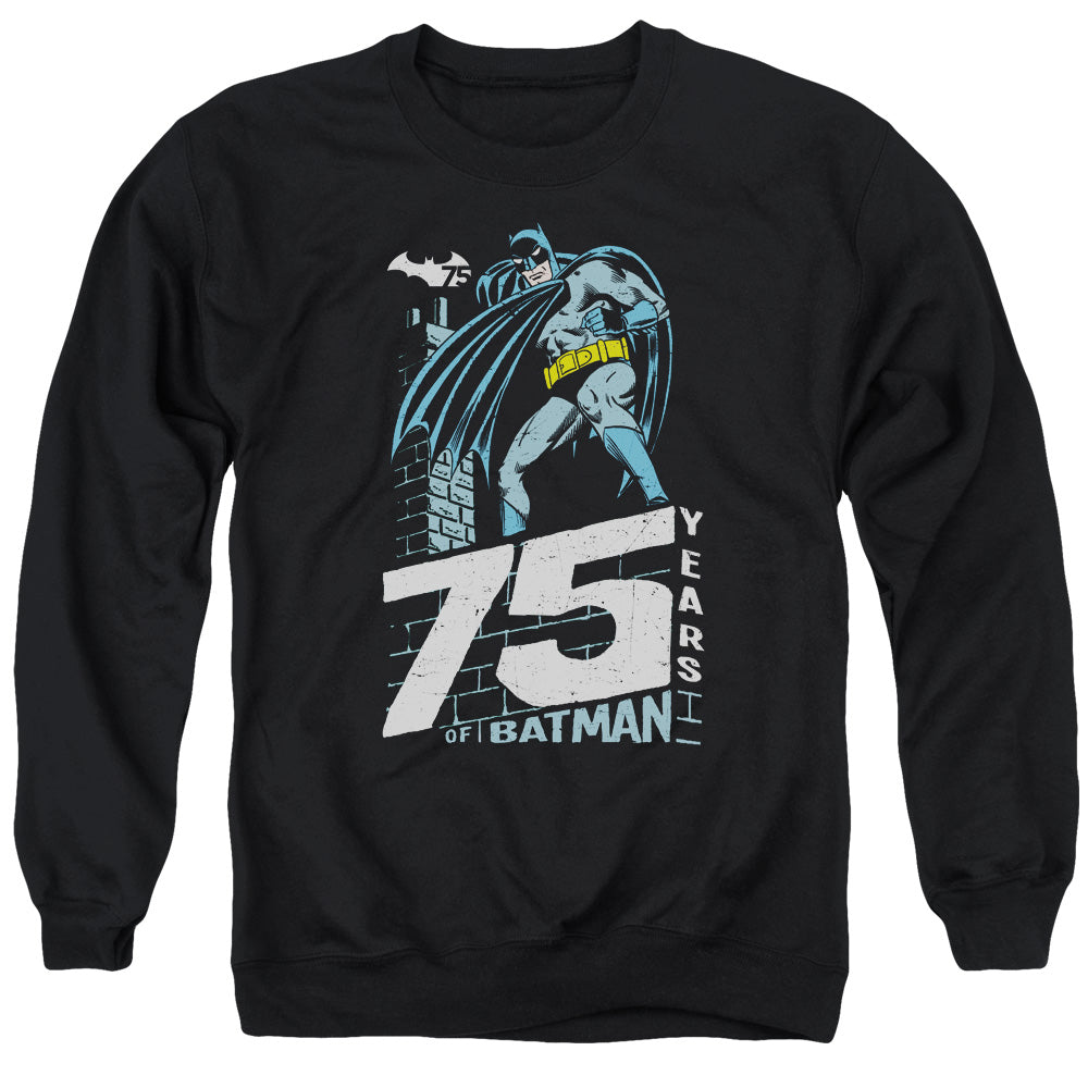BATMAN/ROOFTOP - ADULT CREWNECK SWEATSHIRT - BLACK