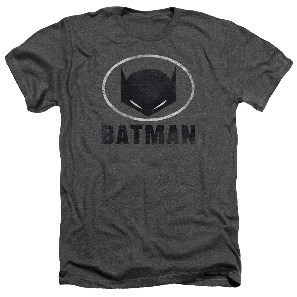 BATMAN/MASK IN OVAL - ADULT HEATHER - CHARCOAL