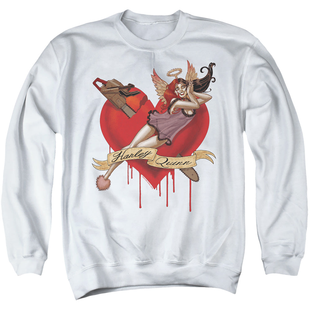 BATMAN/PERFECT ANGEL - ADULT CREWNECK SWEATSHIRT - WHITE