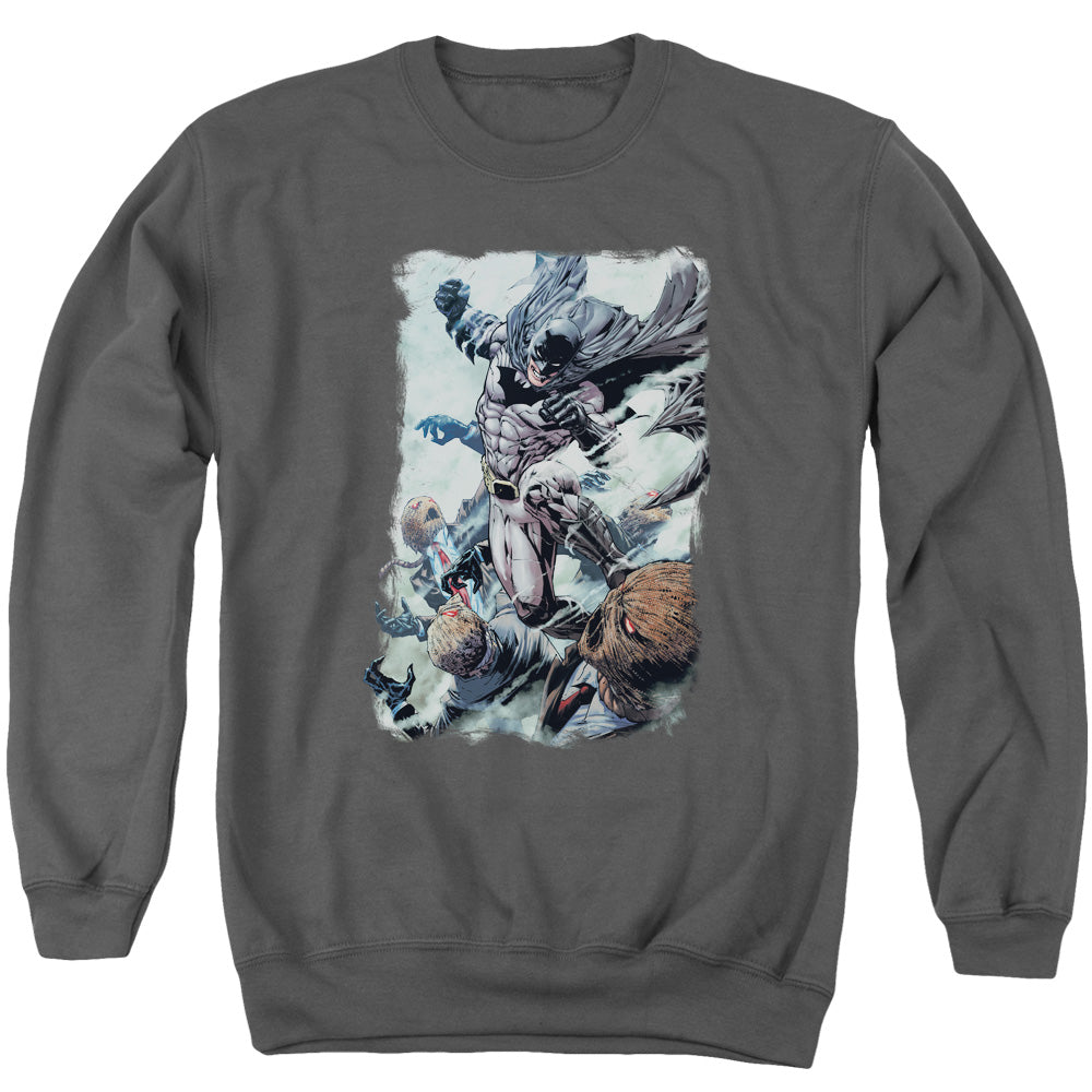 BATMAN/PUNCH - ADULT CREWNECK SWEATSHIRT - CHARCOAL