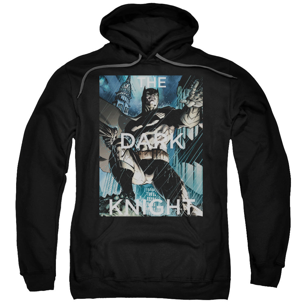 BATMAN/FIGHTING THE STORM - ADULT PULLOVER HOODIE - BLACK