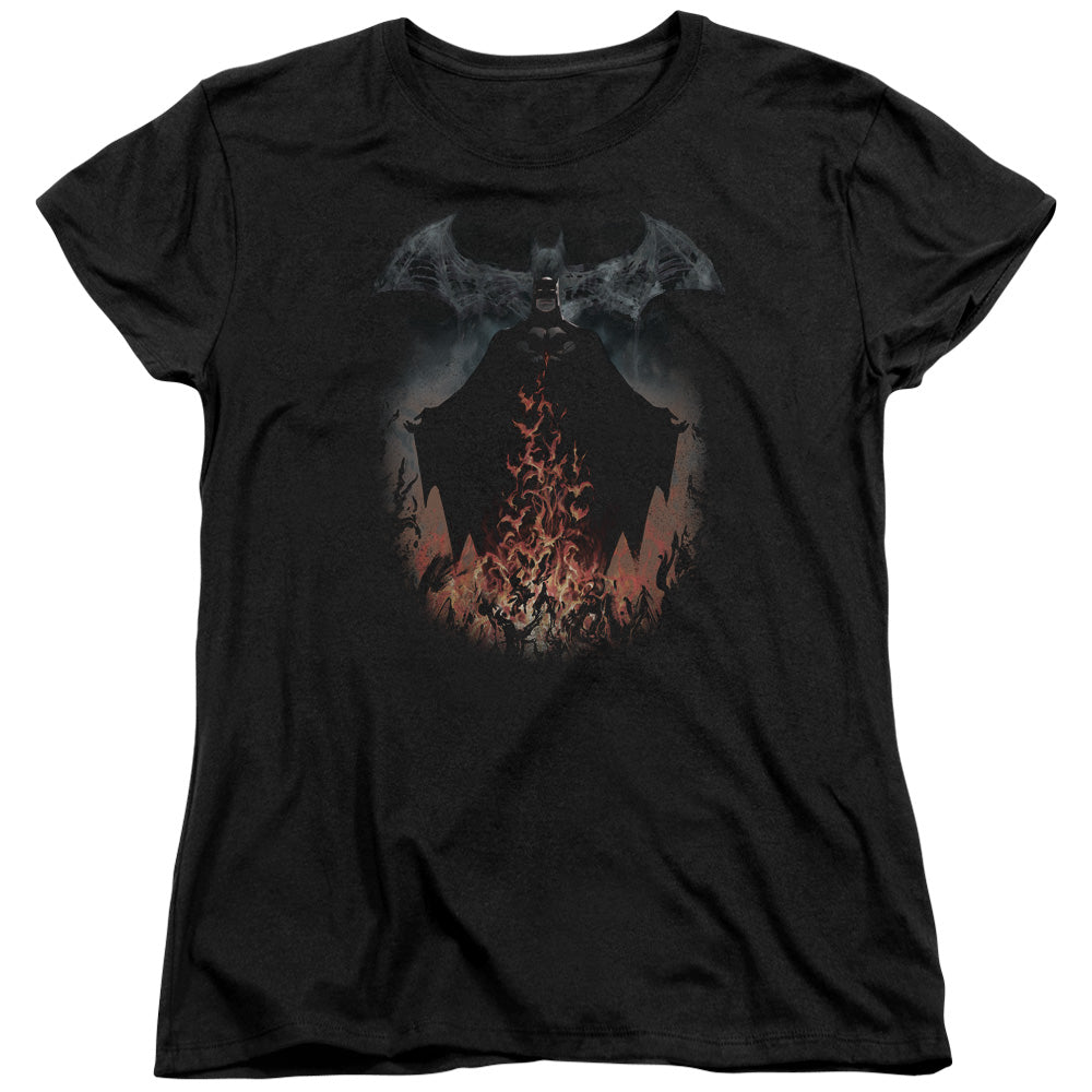 BATMAN/SMOKE & FIRE - S/S WOMENS TEE - BLACK
