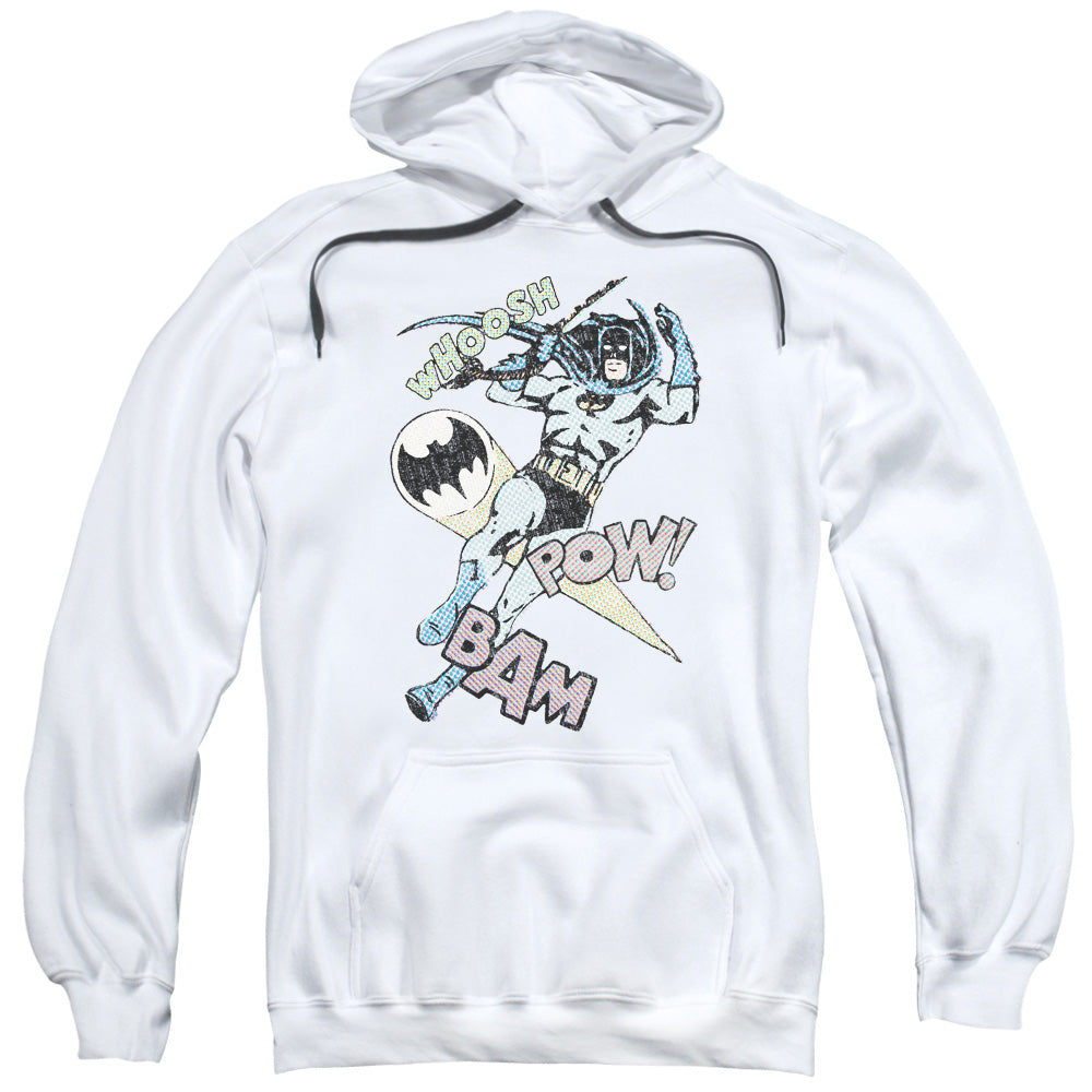 BATMAN/HALFTONE SWING - ADULT PULLOVER HOODIE - WHITE