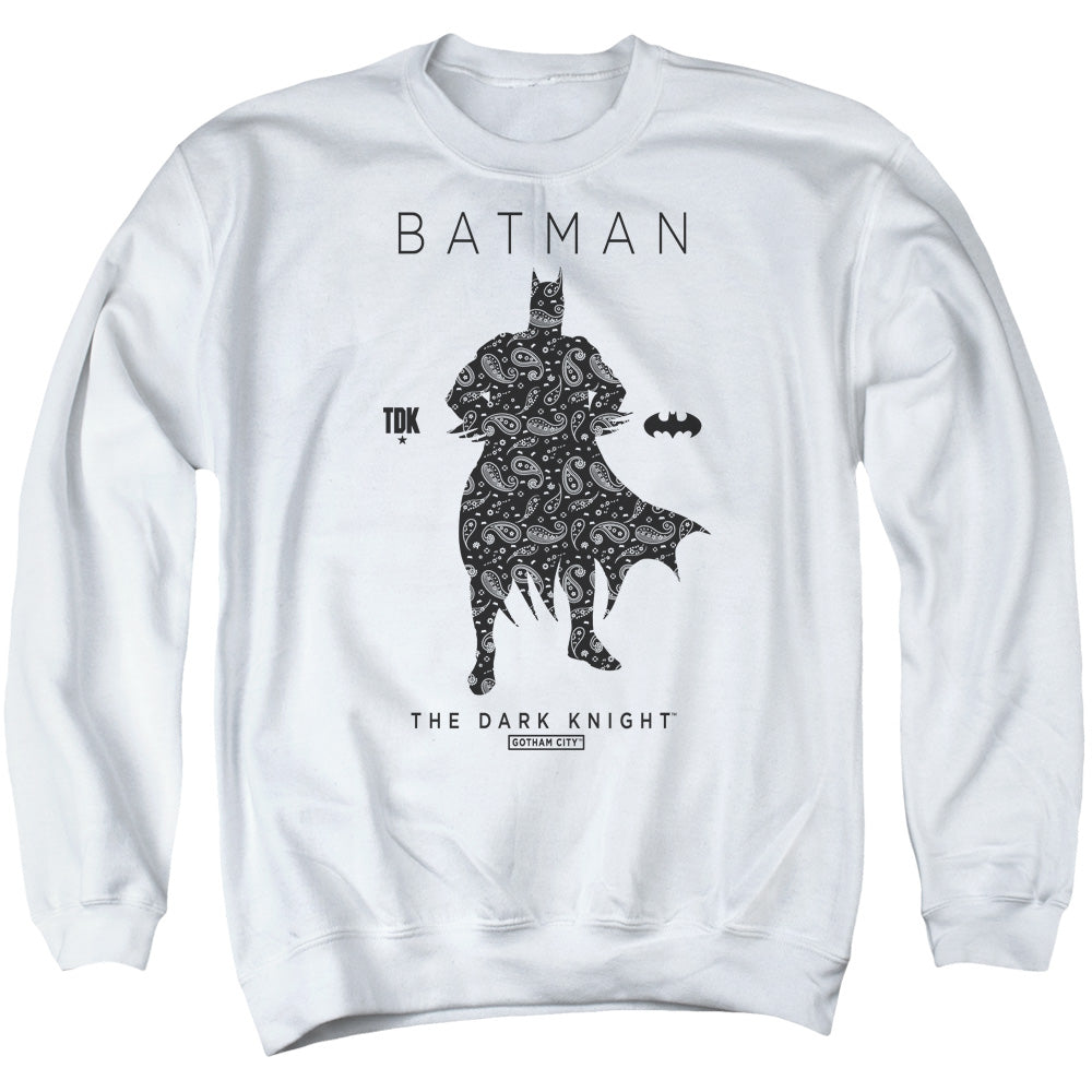 BATMAN/PAISLETY SILHOUETTE - ADULT CREWNECK SWEATSHIRT - WHITE