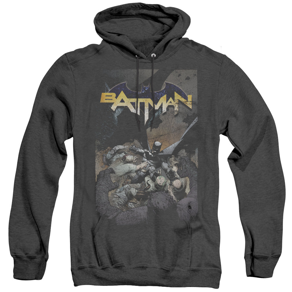 BATMAN/BATMAN ONE - ADULT HEATHER HOODIE - BLACK