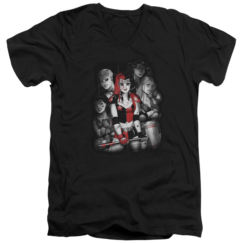 BATMAN/BAD GALS BW - S/S ADULT V-NECK 30/1 - BLACK