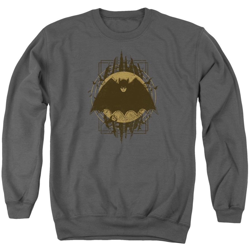BATMAN/BATMAN CREST - ADULT CREWNECK SWEATSHIRT - CHARCOAL