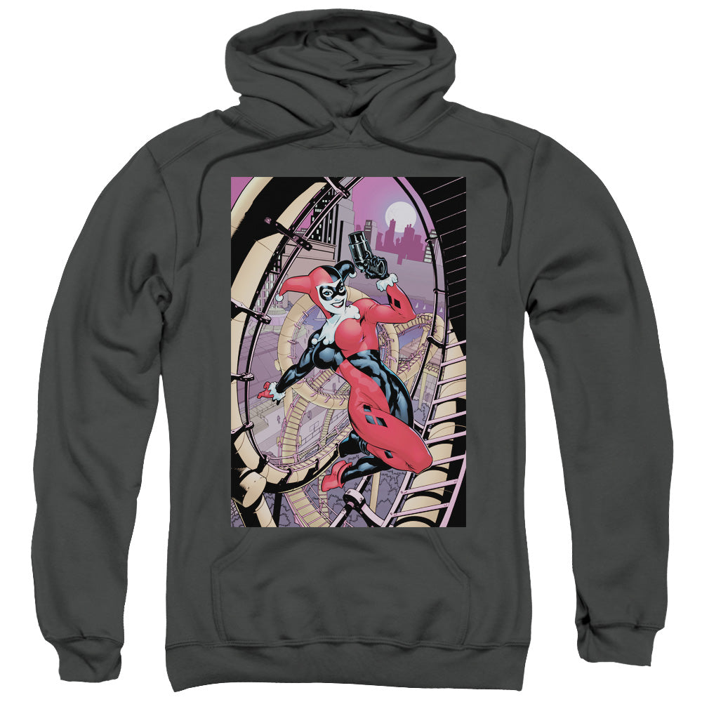BATMAN/HARLEY FIRST - ADULT PULLOVER HOODIE - CHARCOAL
