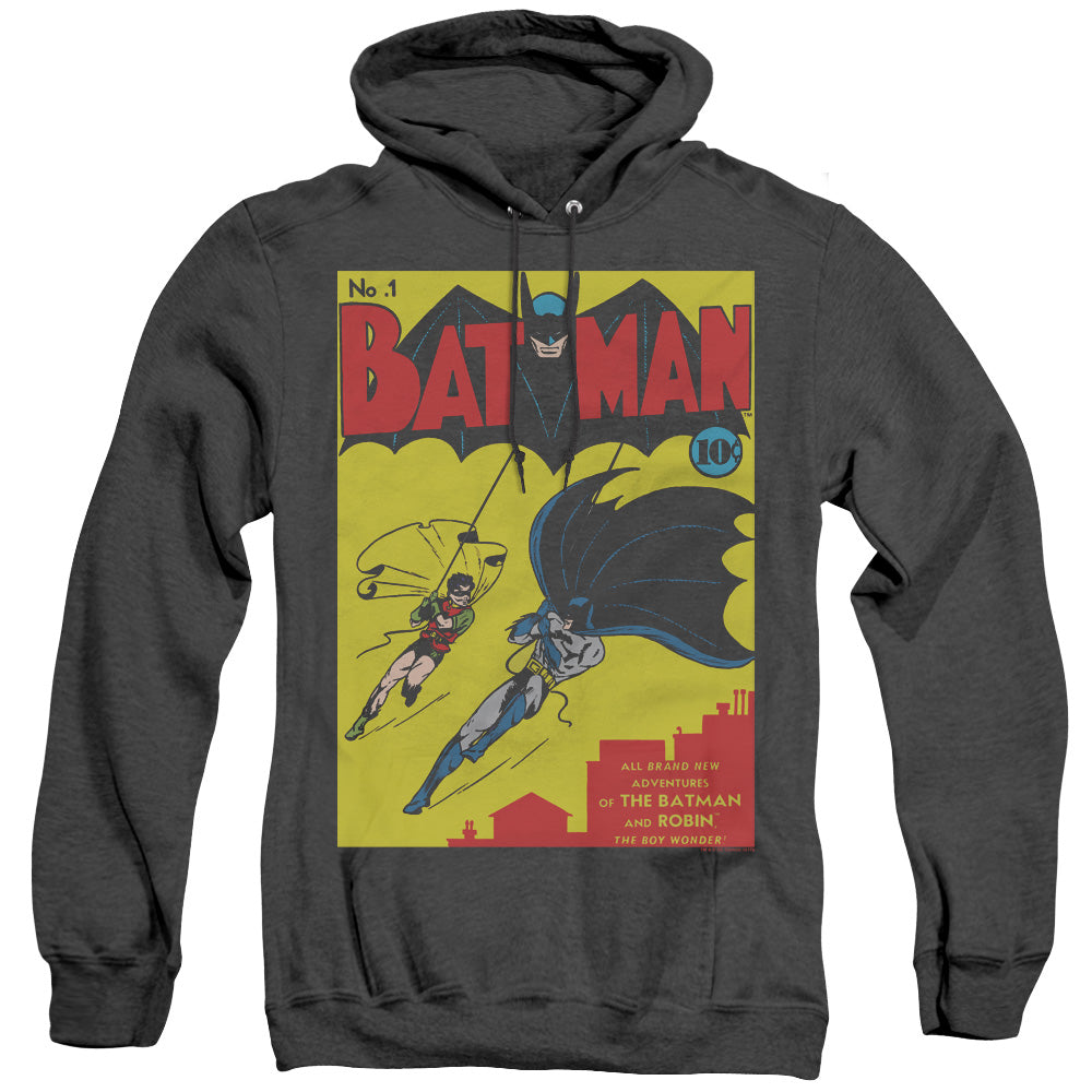 BATMAN/BATMAN FIRST - ADULT HEATHER HOODIE - BLACK