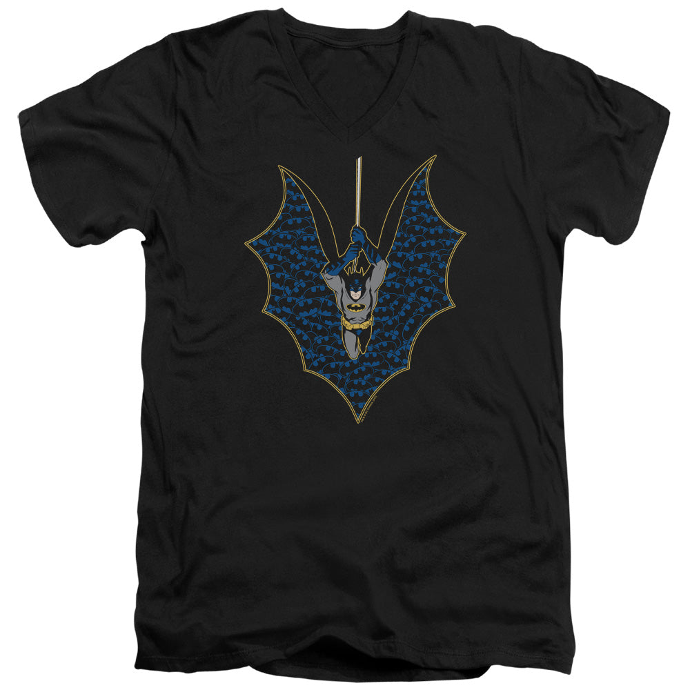 BATMAN/BAT FILL - S/S ADULT V-NECK 30/1 - BLACK