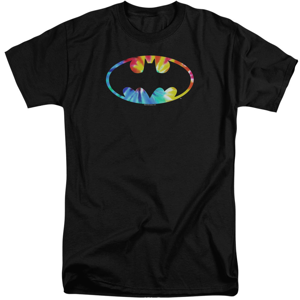BATMAN/TIE DYE BATMAN LOGO - S/S ADULT TALL 18/1 - BLACK
