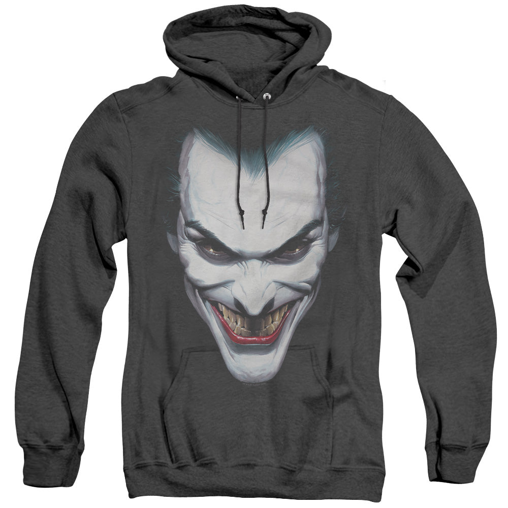 BATMAN/JOKER PORTRAIT - ADULT HEATHER HOODIE - BLACK