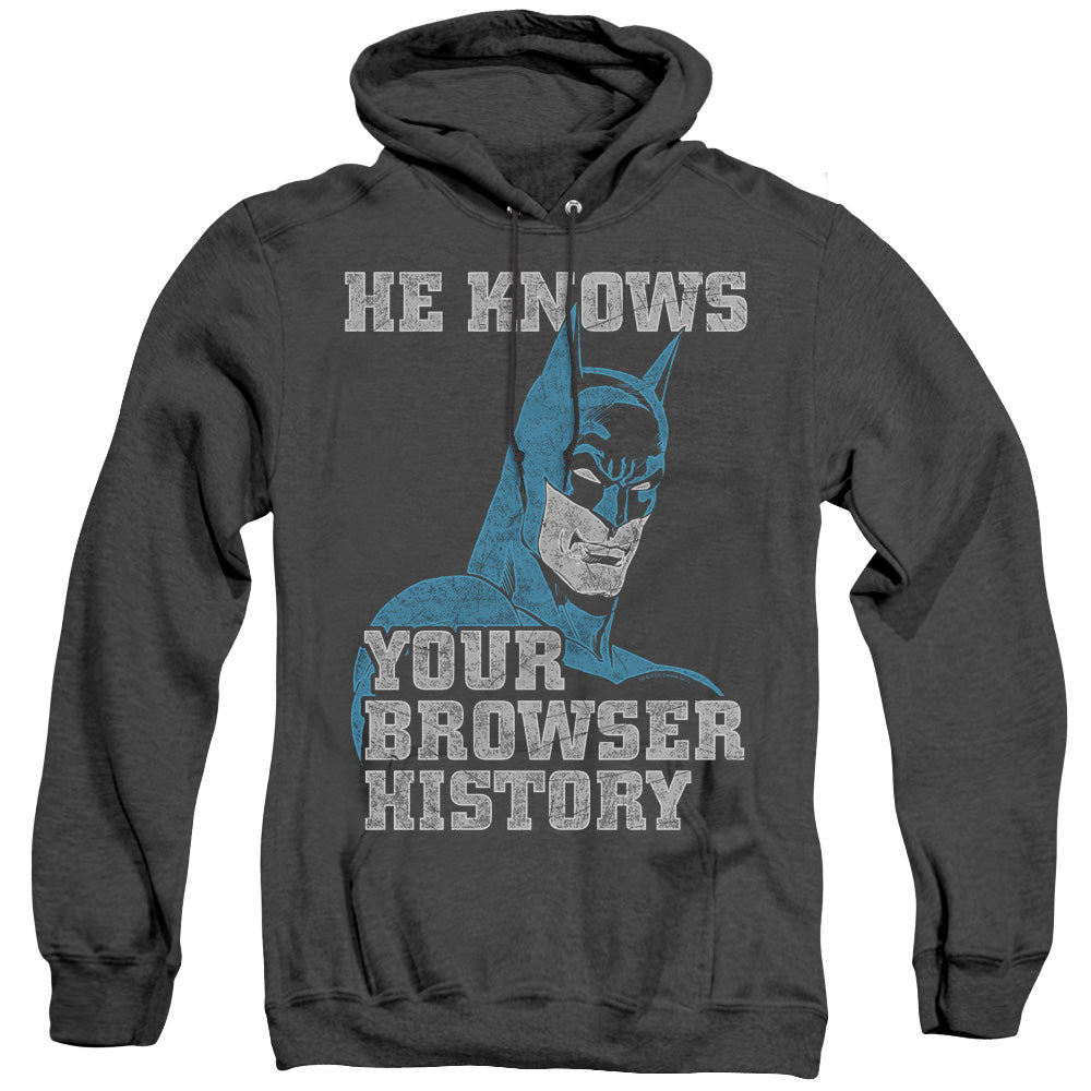 BATMAN/BATMAN KNOWS - ADULT HEATHER HOODIE - BLACK