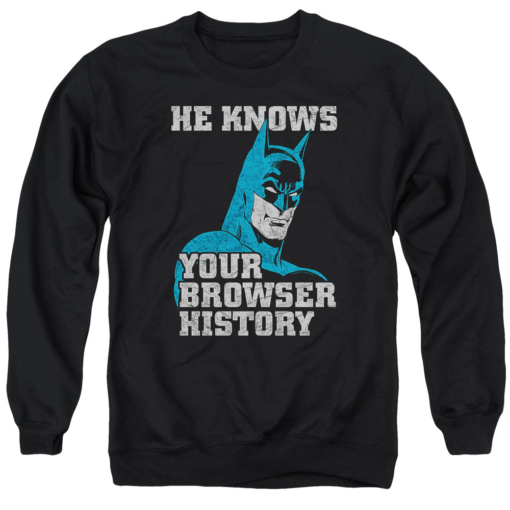 BATMAN/BATMAN KNOWS - ADULT CREWNECK SWEATSHIRT - BLACK
