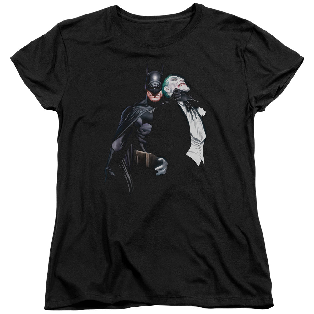 BATMAN/JOKER CHOKE - S/S WOMENS TEE - BLACK