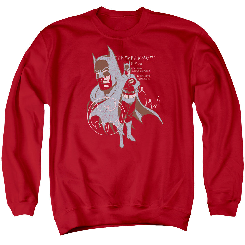 BATMAN/LEAN AND MUSCULAR - ADULT CREWNECK SWEATSHIRT - RED