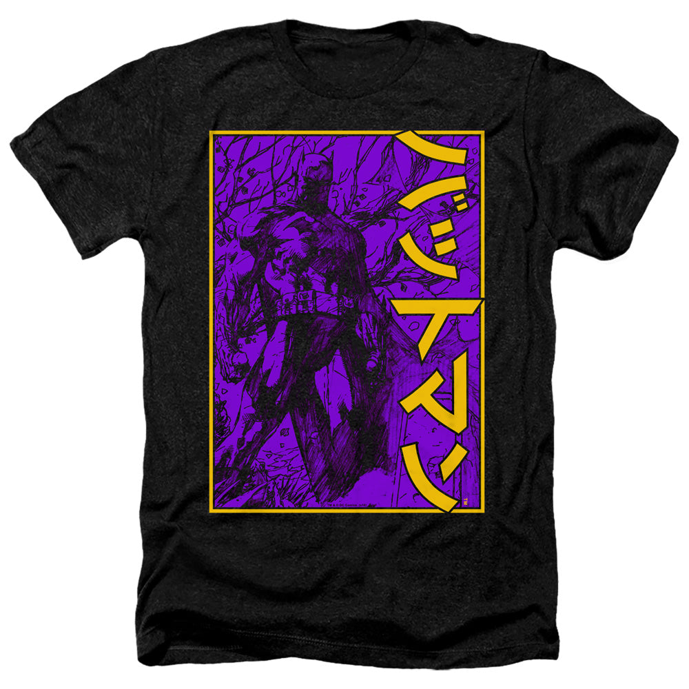 BATMAN/BIG FRAMED KANJI - ADULT HEATHER - BLACK