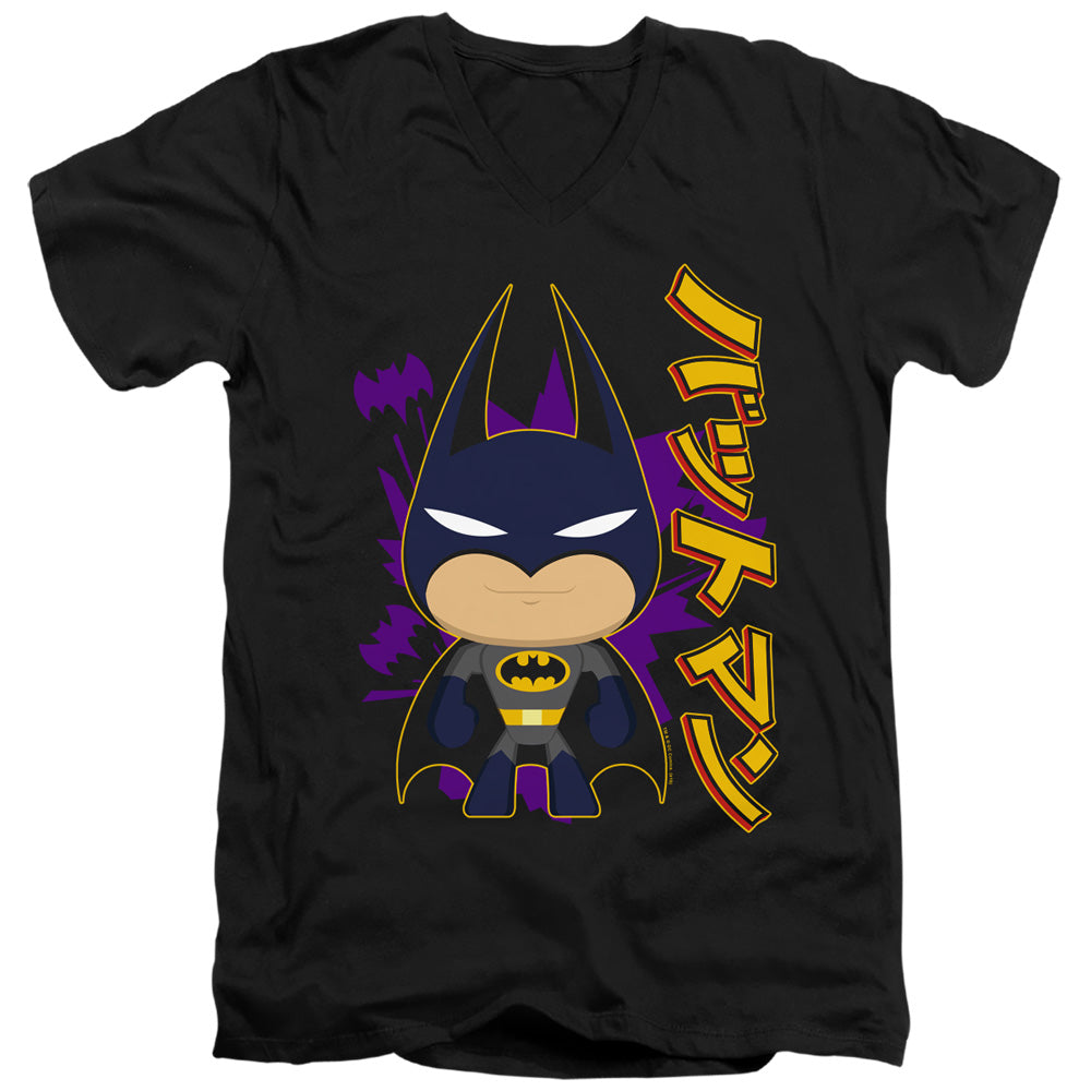 BATMAN/CUTE KANJI - S/S ADULT V-NECK 30/1 - BLACK