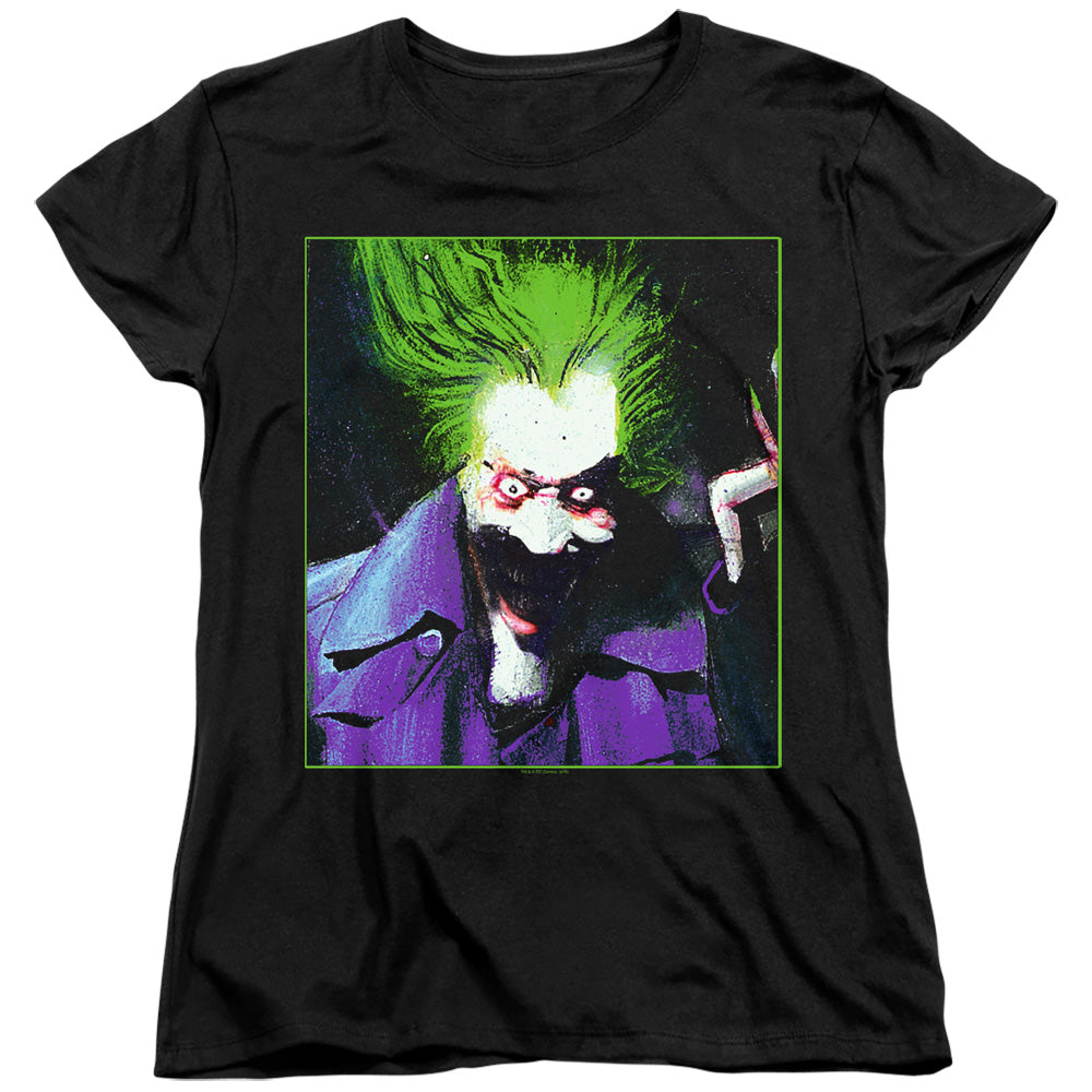 BATMAN/ARKHAM ASYLUM JOKER - S/S WOMENS TEE - BLACK
