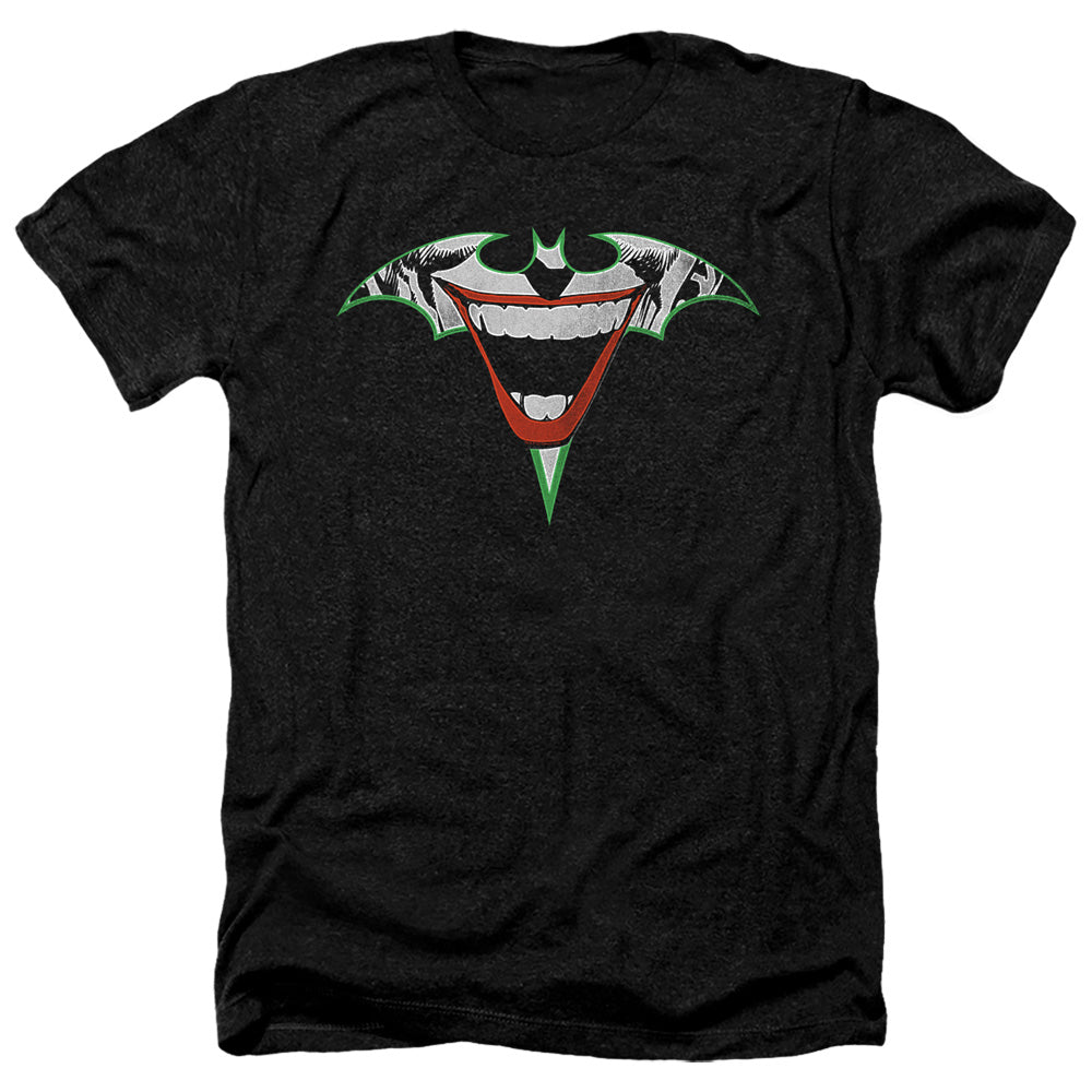BATMAN/JOKER BAT LOGO - ADULT HEATHER - BLACK