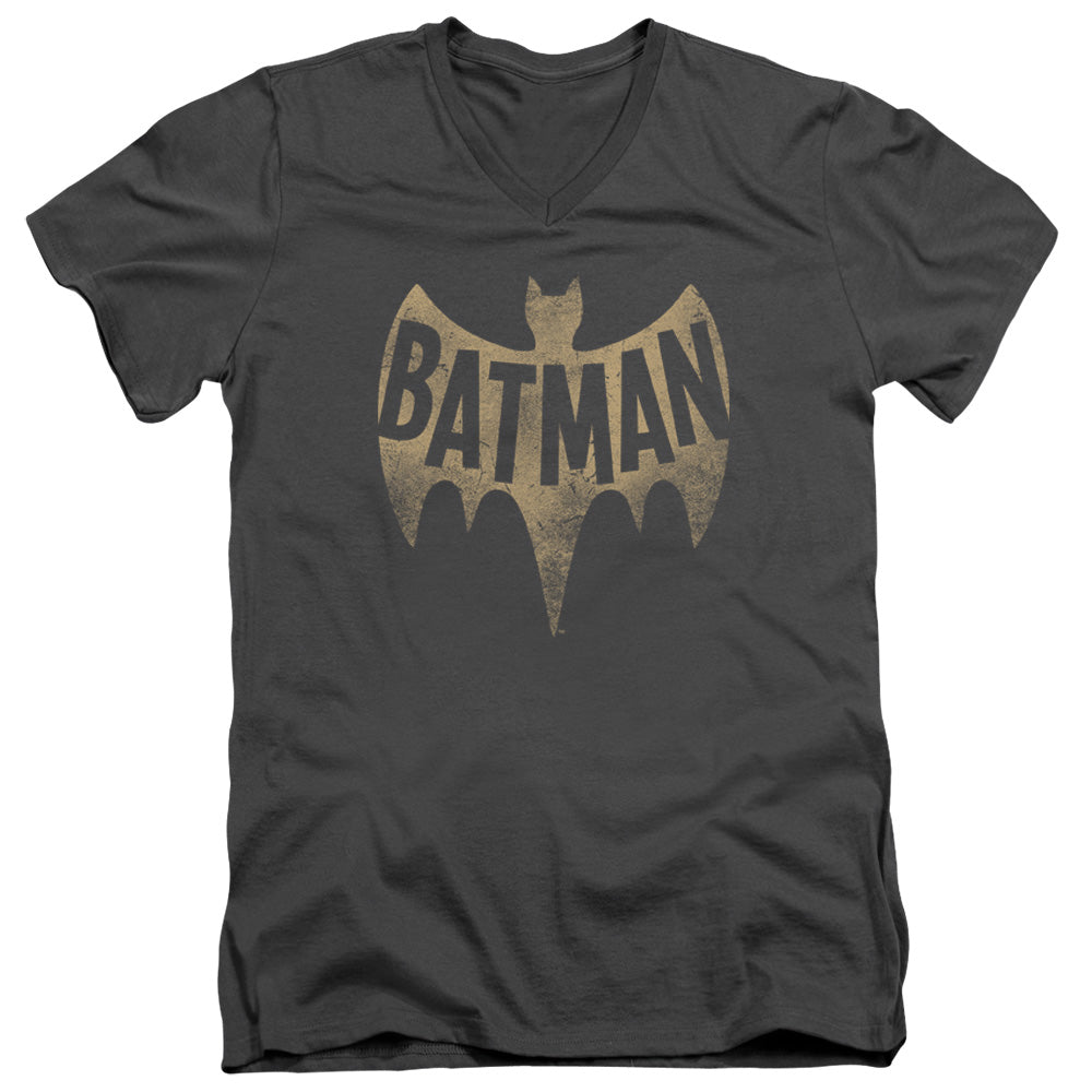 BATMAN CLASSIC TV/VINTAGE LOGO - S/S ADULT V-NECK 30/1 - CHARCOAL