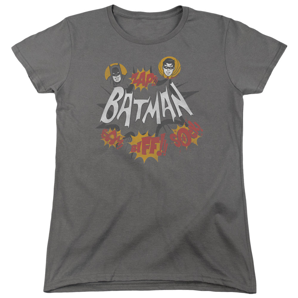 BATMAN CLASSIC TV/SOUND EFFECTS - S/S WOMENS TEE - CHARCOAL