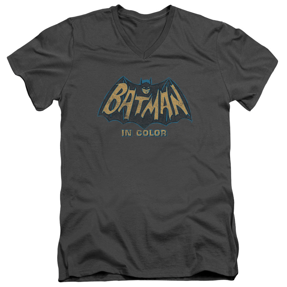 BATMAN CLASSIC TV/IN COLOR - S/S ADULT V-NECK 30/1 - CHARCOAL