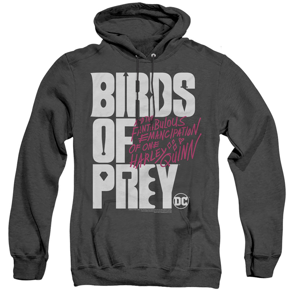 BIRDS OF PREY/BIRDS OF PREY LOGO - ADULT HEATHER HOODIE - BLACK