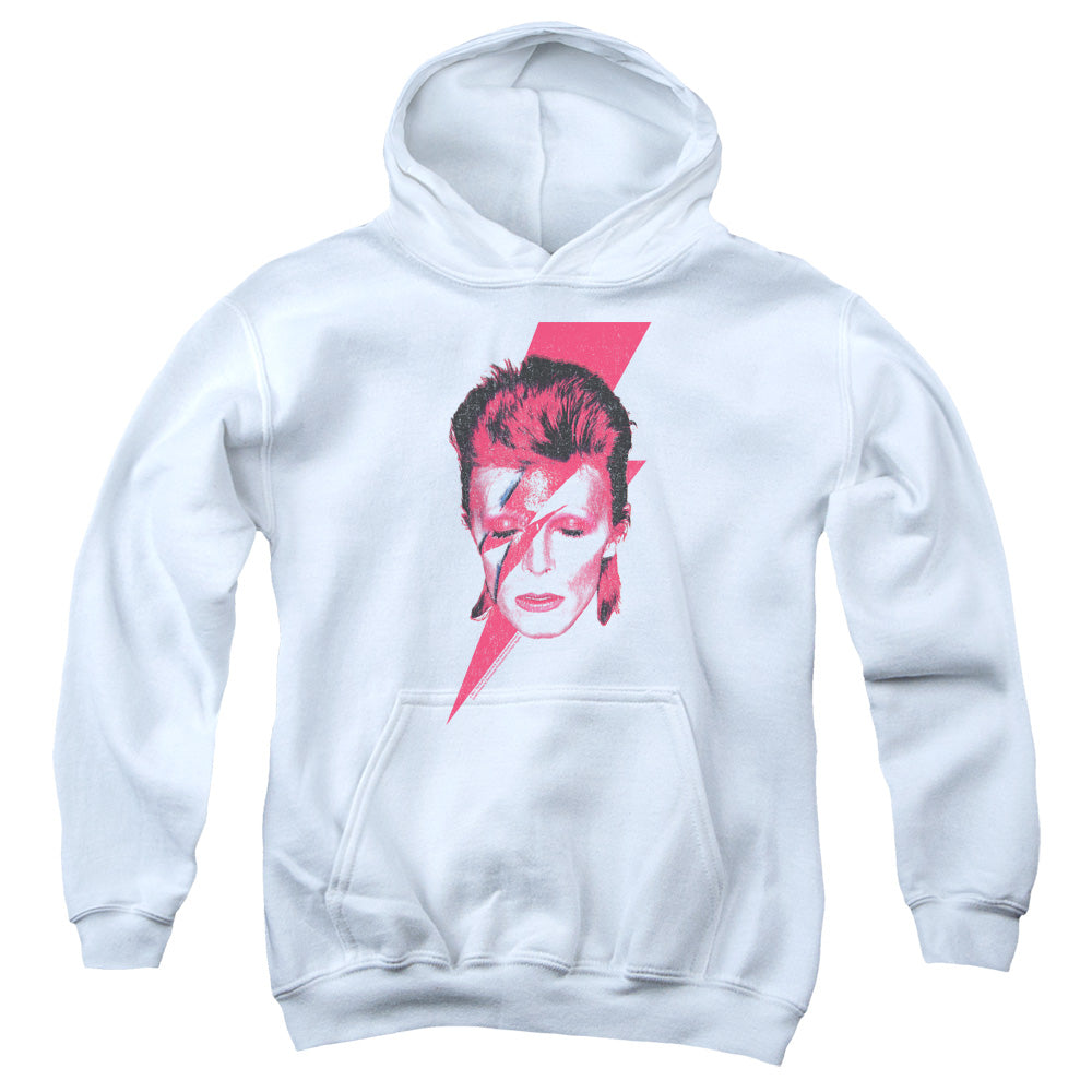 DAVID BOWIE/ALADDIN SANE - YOUTH PULLOVER HOODIE - WHITE
