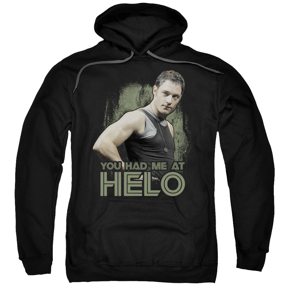 BSG/HAD ME AT HELO - ADULT PULLOVER HOODIE - BLACK