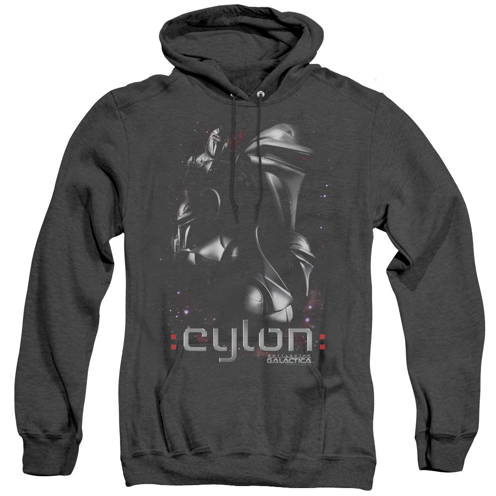BATTLESTAR GALACTICA/CENTURIONS - ADULT HEATHER HOODIE - BLACK