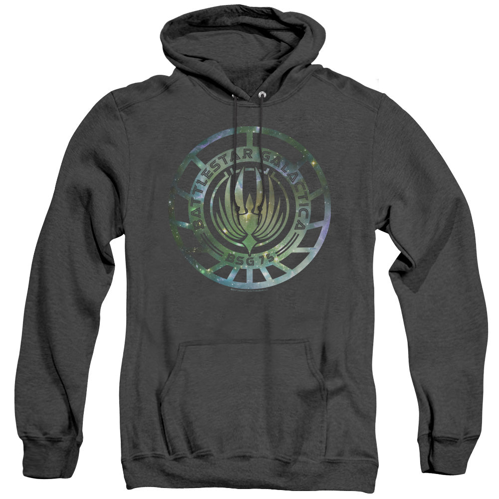 BATTLESTAR GALACTICA (NEW)/GALAXY EMBLEM - ADULT HEATHER HOODIE - BLACK