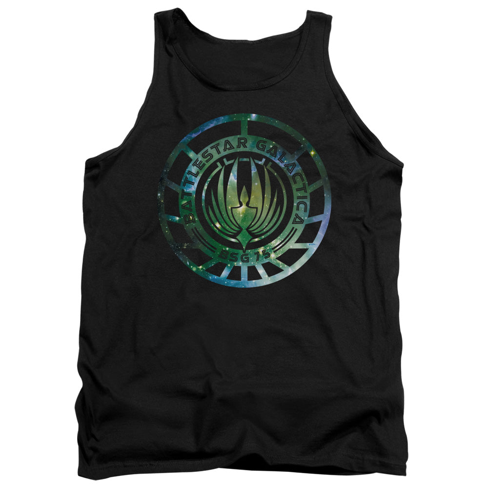 BATTLESTAR GALACTICA (NEW)/GALAXY EMBLEM - ADULT TANK - BLACK