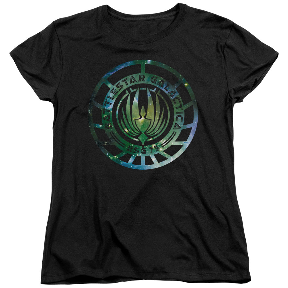 BATTLESTAR GALACTICA (NEW)/GALAXY EMBLEM - S/S WOMENS TEE - BLACK