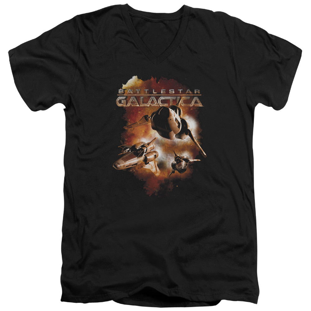 BATTLESTAR GALACTICA (NEW)/VIPERS STRETCH - S/S ADULT V-NECK 30/1 - BLACK