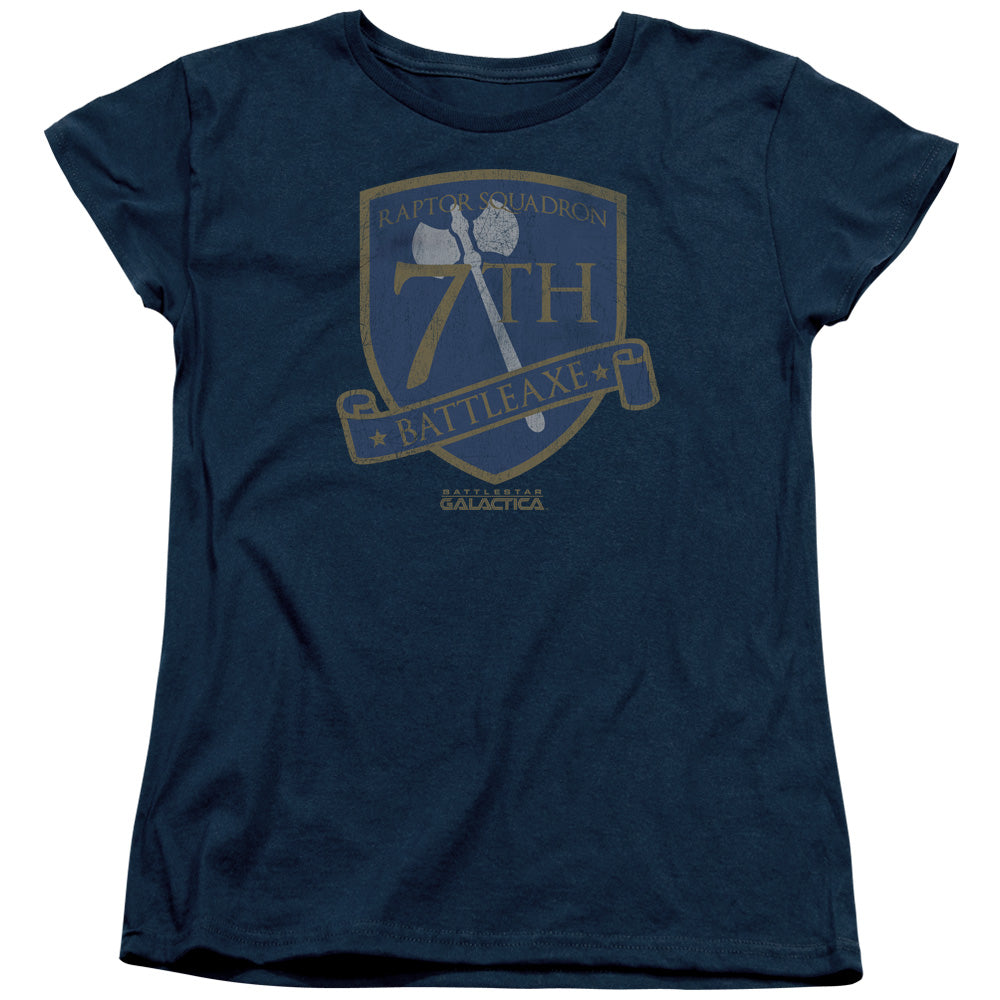 BSG/BATTLEAXE BADGE - S/S WOMENS TEE - NAVY