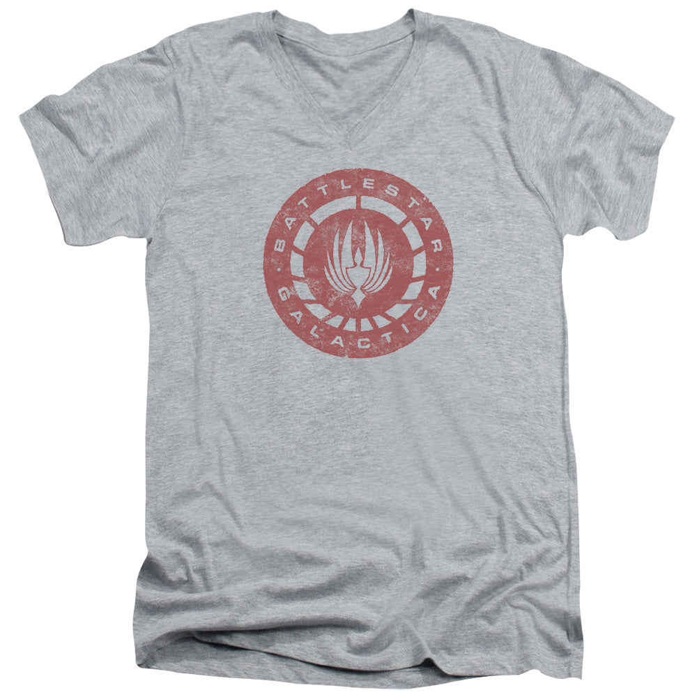 BSG/ERODED LOGO - S/S ADULT V-NECK 30/1 - ATHLETIC HEATHER