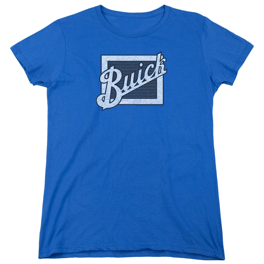 BUICK/DISTRESSED EMBLEM - S/S WOMENS TEE - ROYAL BLUE
