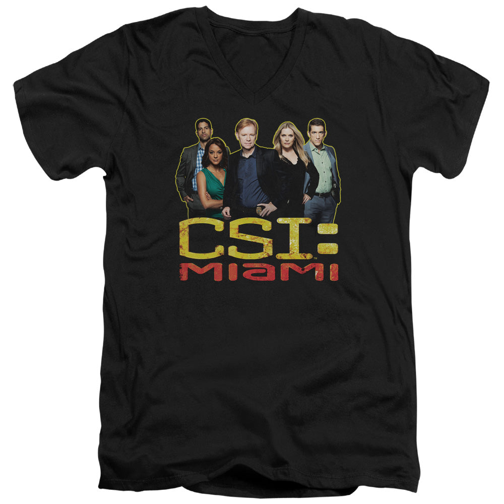 CSI MIAMI/THE CAST IN BLACK - S/S ADULT V-NECK 30/1 - BLACK