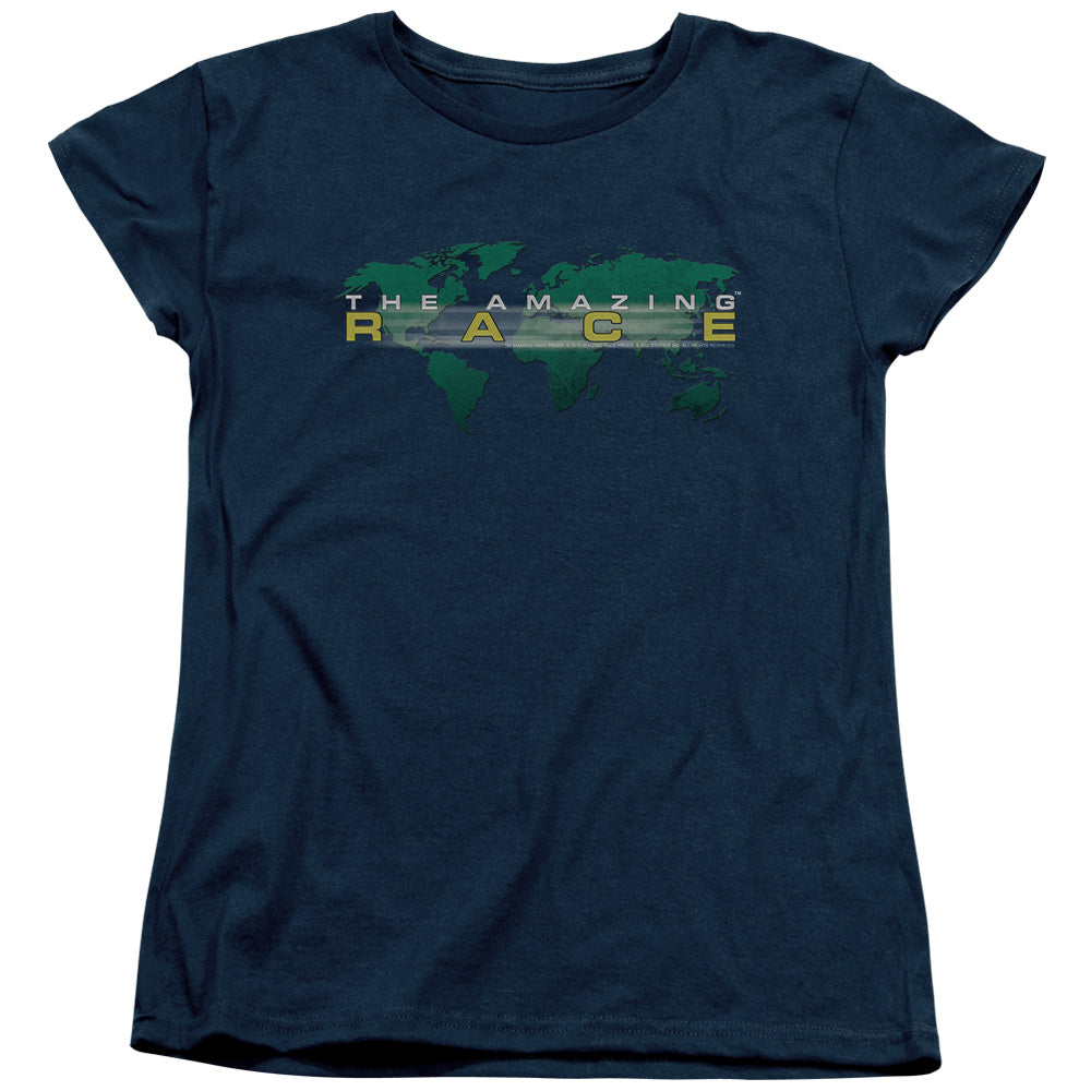 AMAZING RACE/AROUND THE WORLD - S/S WOMENS TEE - NAVY