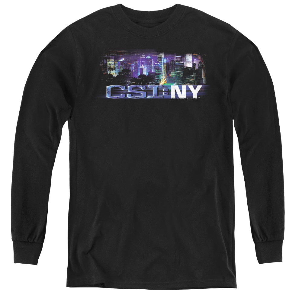 CSI NY/NEVER RESTS - YOUTH LONG SLEEVE TEE - BLACK