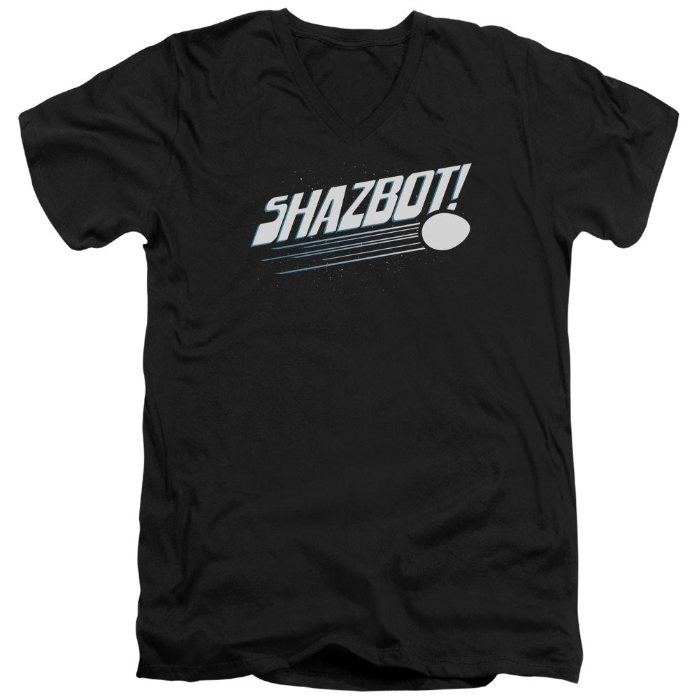 MORK & MINDY/SHAZBOT EGG - S/S ADULT V-NECK 30/1 - BLACK