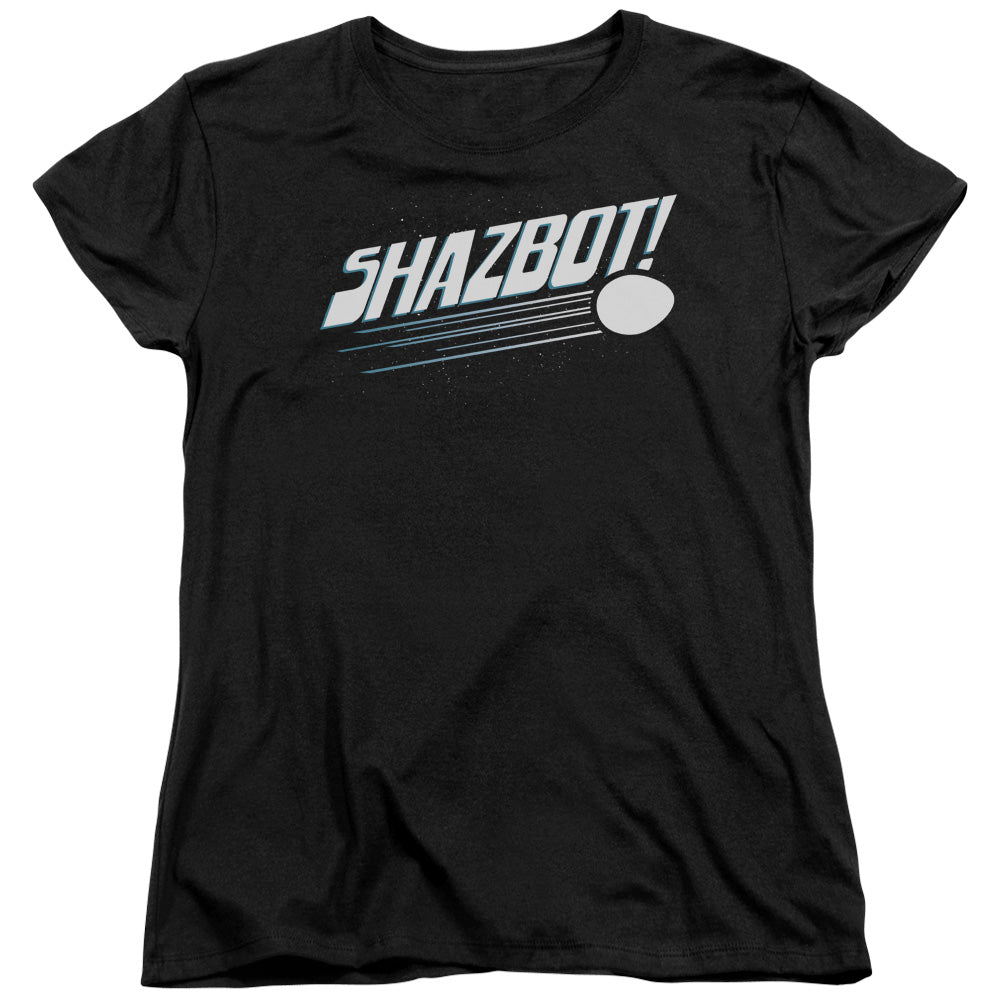MORK & MINDY/SHAZBOT EGG - S/S WOMENS TEE - BLACK